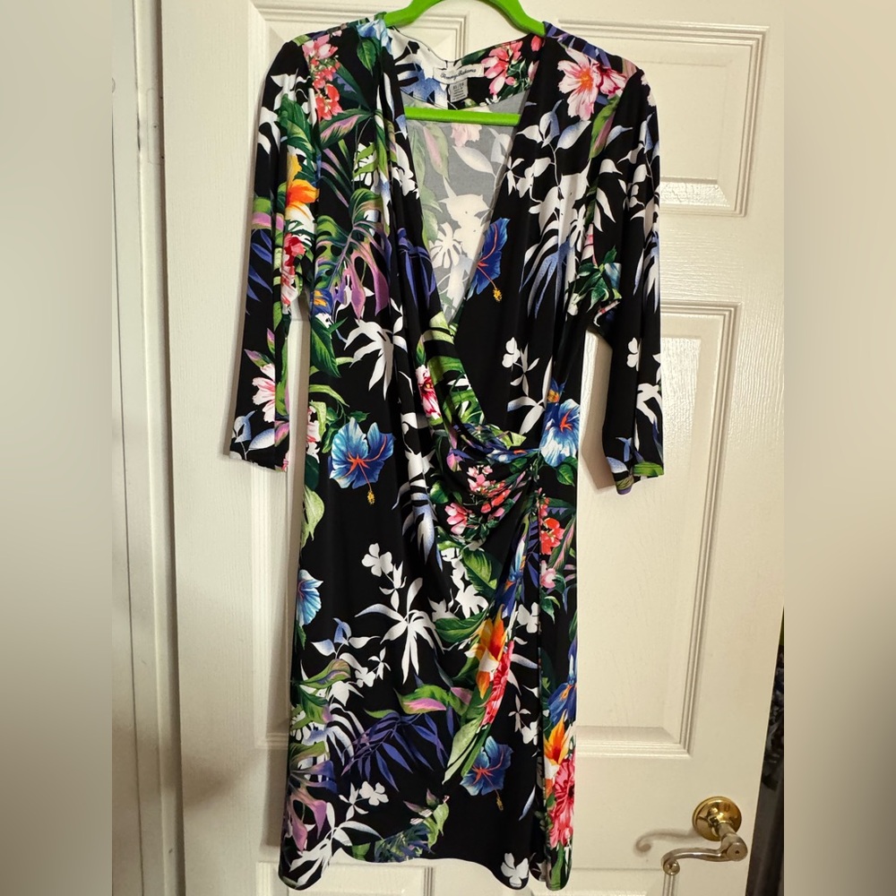 Tommy Bahama Black Floral Dress.